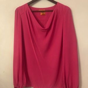 Tory Burch pink 100% silk long sleeve size  6